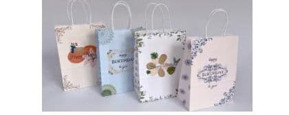 Kraft Paper Bag with Twisted Handle — Birthday Floral Pastel