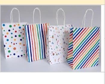 120gsm Kraft Paper Bag with Twisted Handle — Polka Dot & Stripe Mix