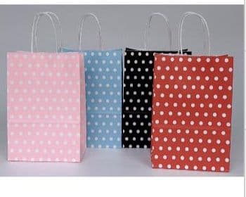 120gsm Kraft Paper Bag with Twisted Handle — Solid Polka Dot