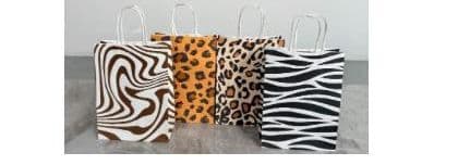 120gsm Kraft Paper Bag with Twisted Handle — Zebra & Leopard Print